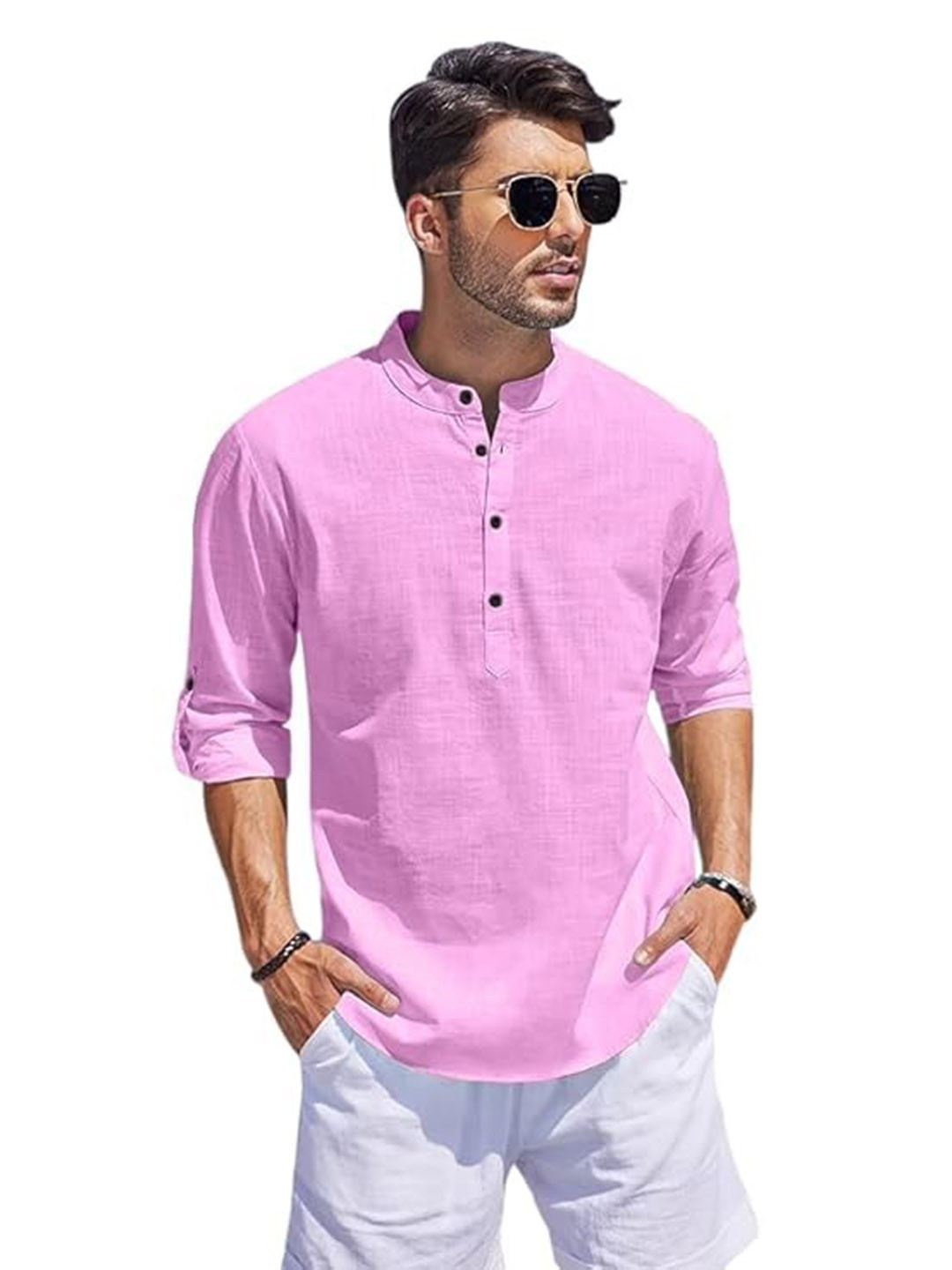 Bellstone Men Pink Cotton Solid Casual Shirts