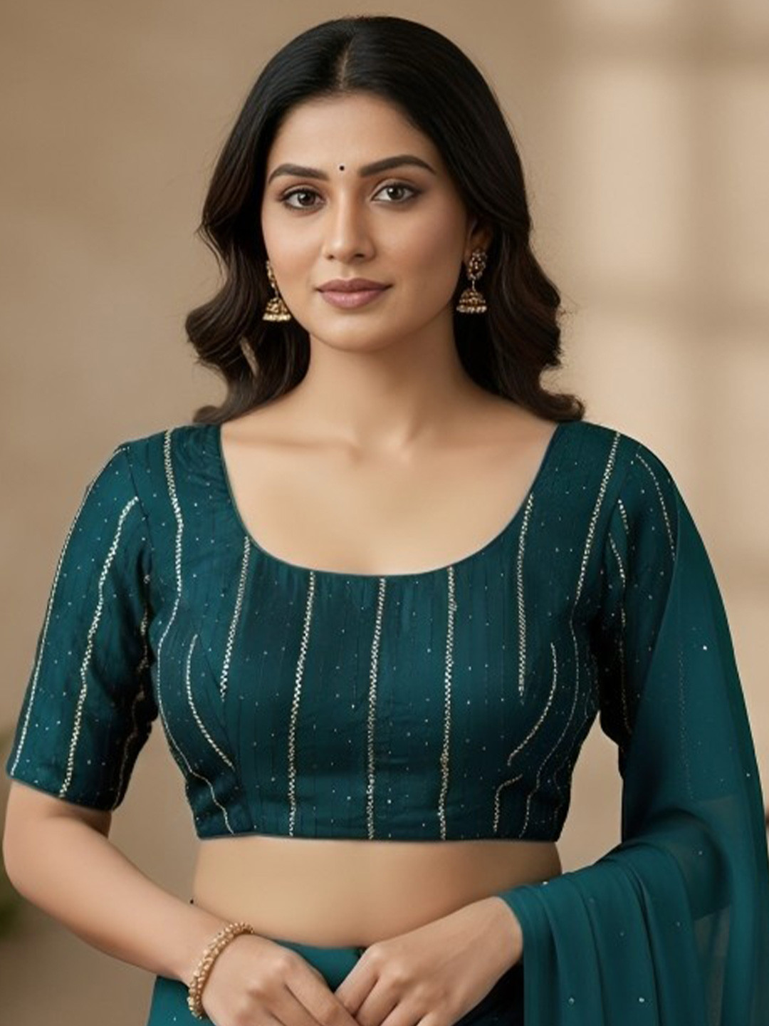 RAGHUVEER CREATION Zigzag Embroidered Saree Blouse