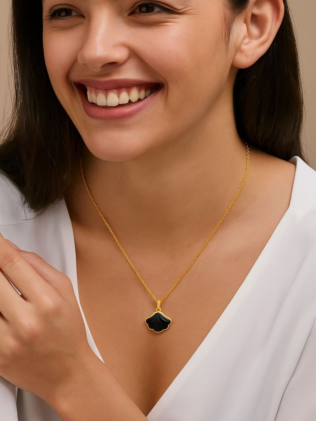 glitchez Brass Gold-Plated Feather Necklace