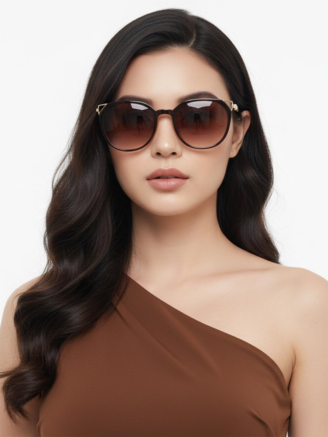 HASHTAG EYEWEAR Women Round Sunglasses With UV Protected Lens G-15077-brown