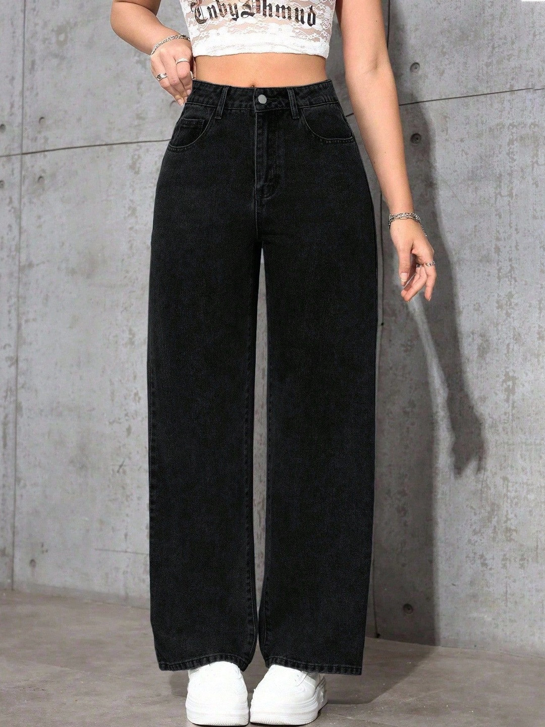 Glossia Women Comfort Straight Fit High-Rise Acid Wash Stretchable Jeans