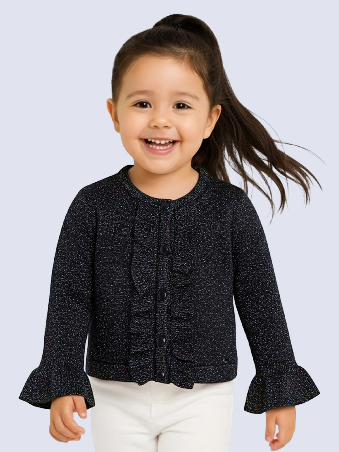 Yellow Apple Girls Speckled Woollen Cardigan