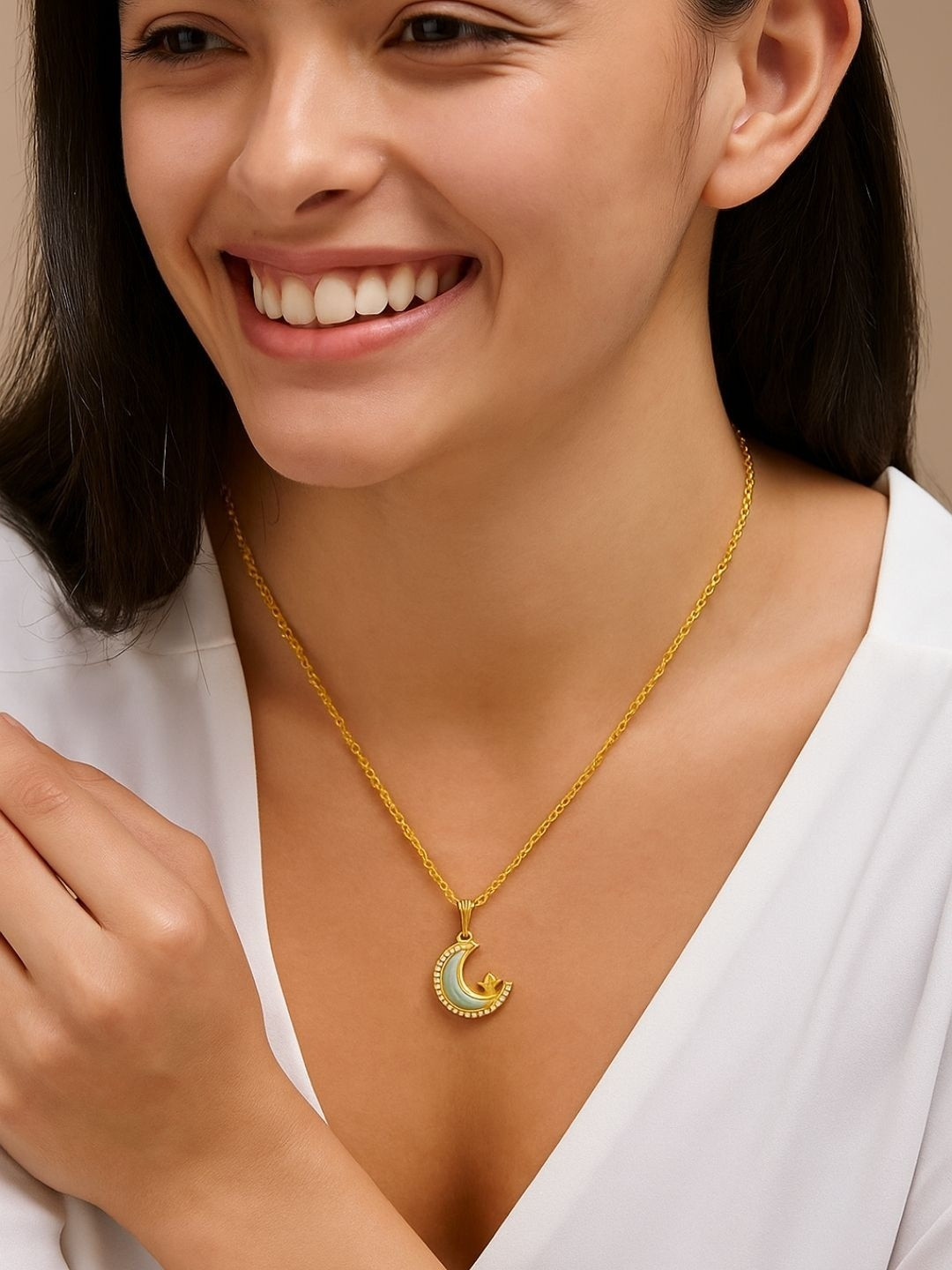 glitchez Brass Gold-Plated Feather Necklace