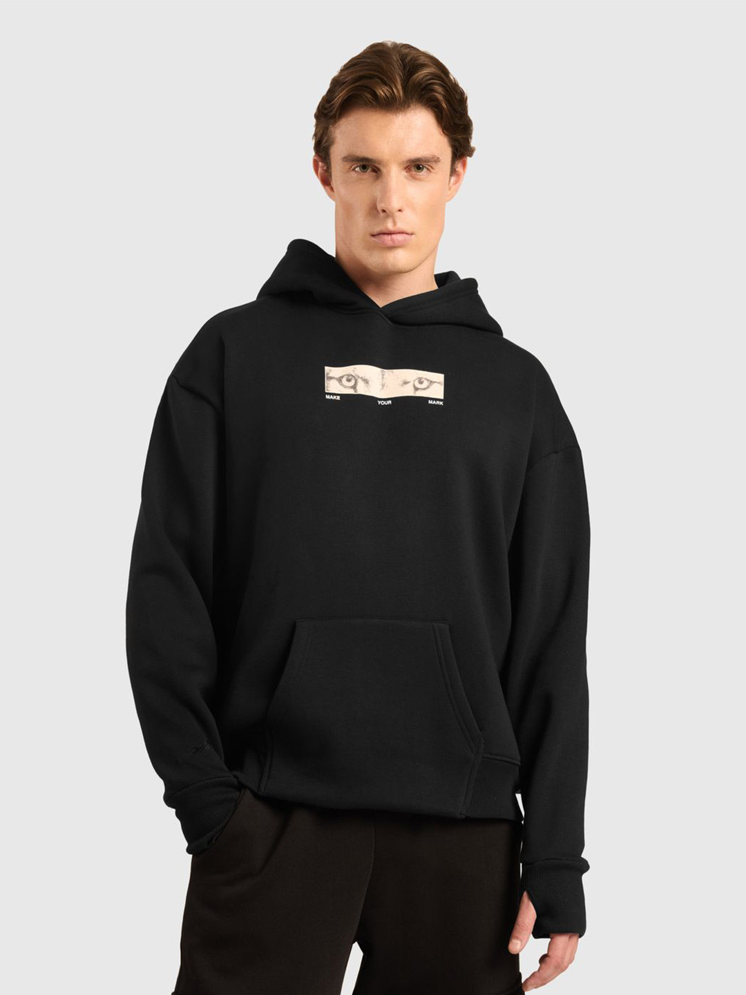 Musclemind Men Cloud Ease Hooded Oversized Pullover Sweatshirt