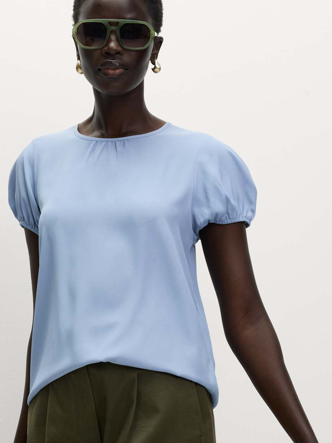 Marks & Spencer Regular Fit Puff Sleeve Top