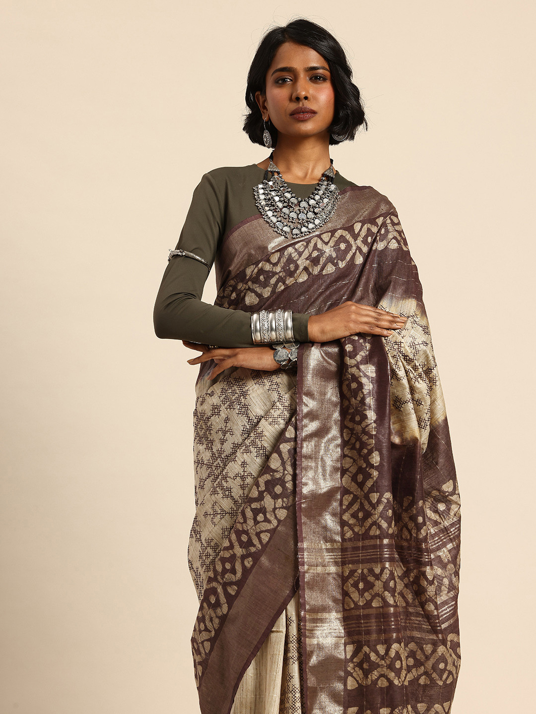 Taavi Batik and Embroidered Handloom Saree