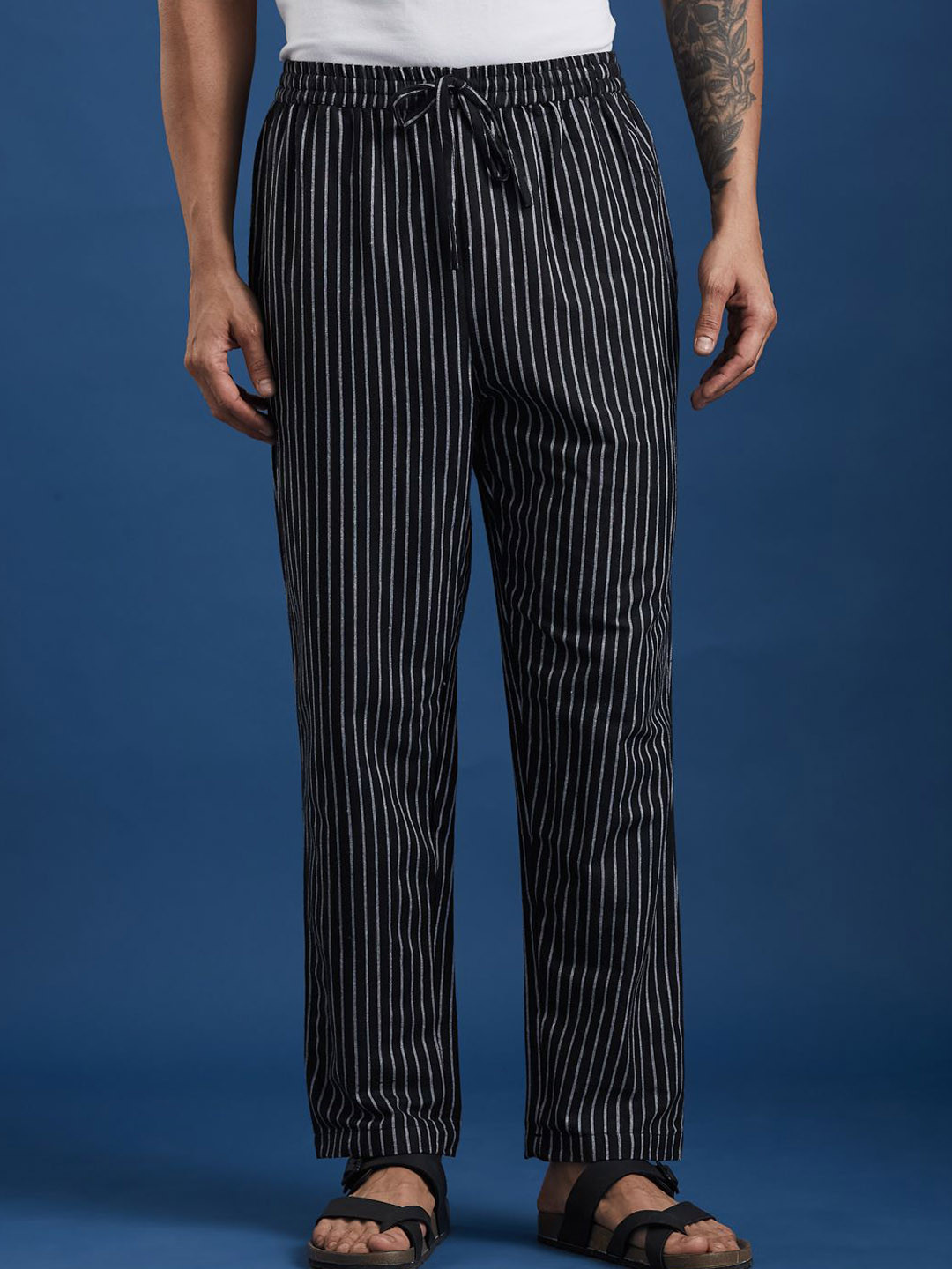 Taavi Men Stripe Cotton Handloom Trousers