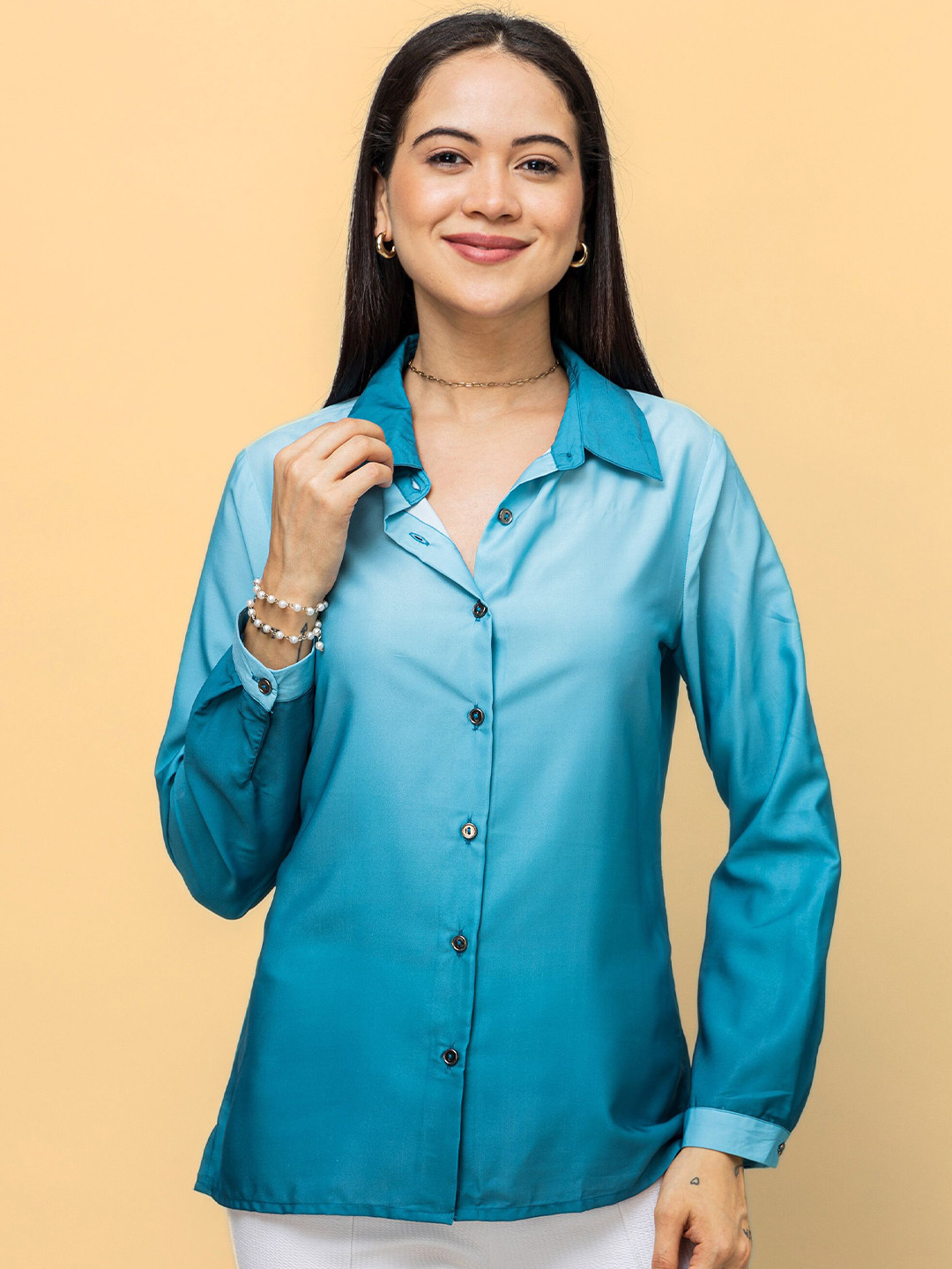 PURYS Women Classic Ombre Casual Shirt