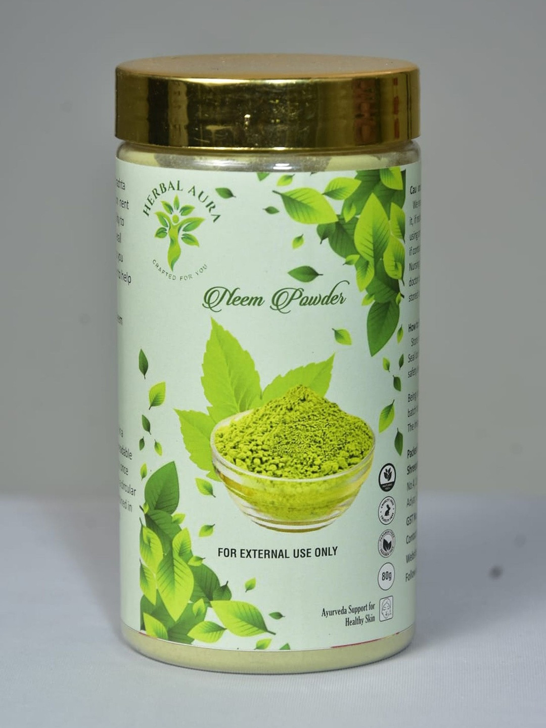 HERBALAURA Neem Powder Face Pack For Skin & Hair - 80 g