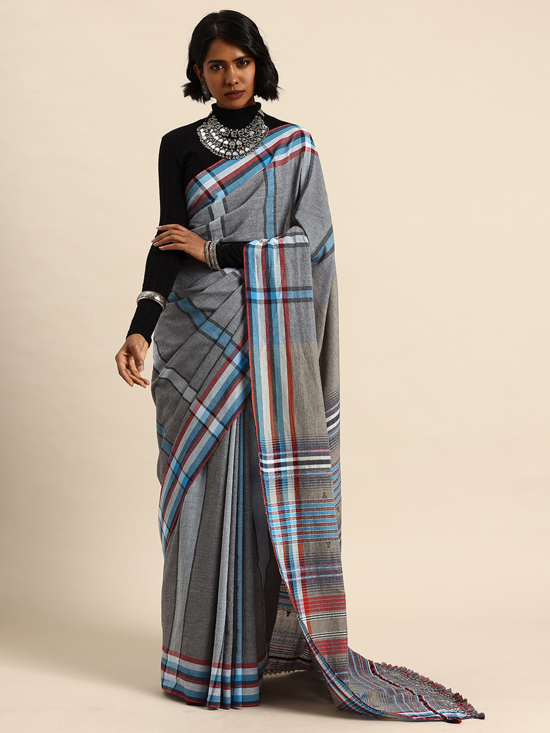 Taavi Pure Cotton Woven Design Handloom Bhujodi Saree