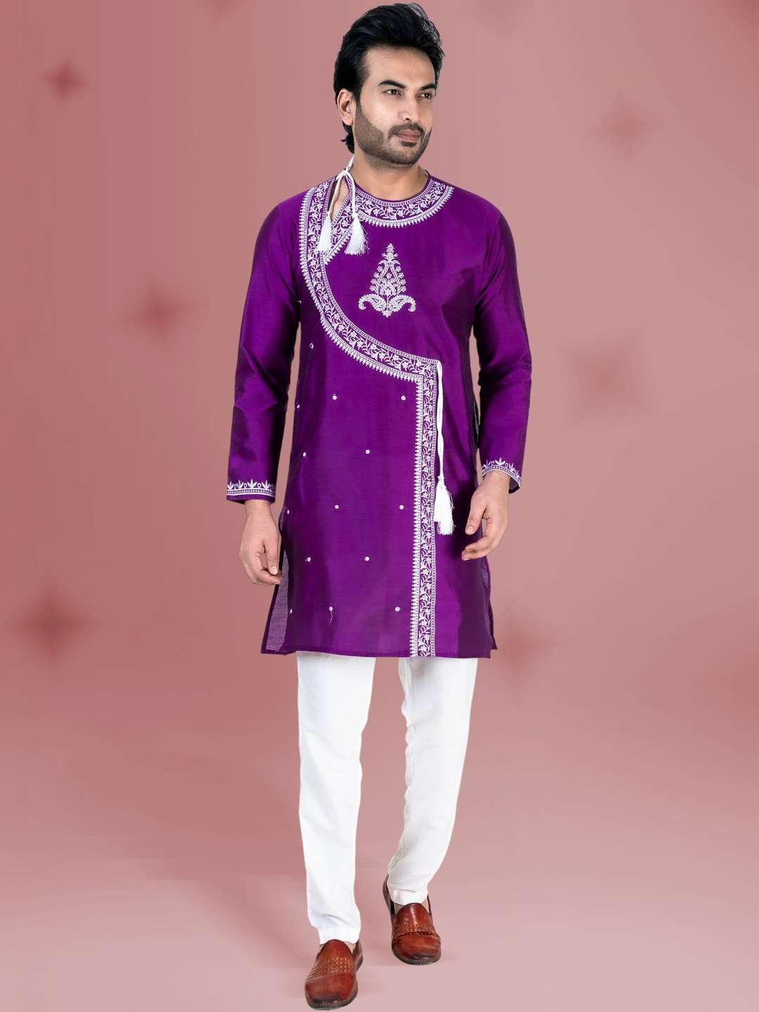 FRANSCART Men Embroidered Thread Work Kurta