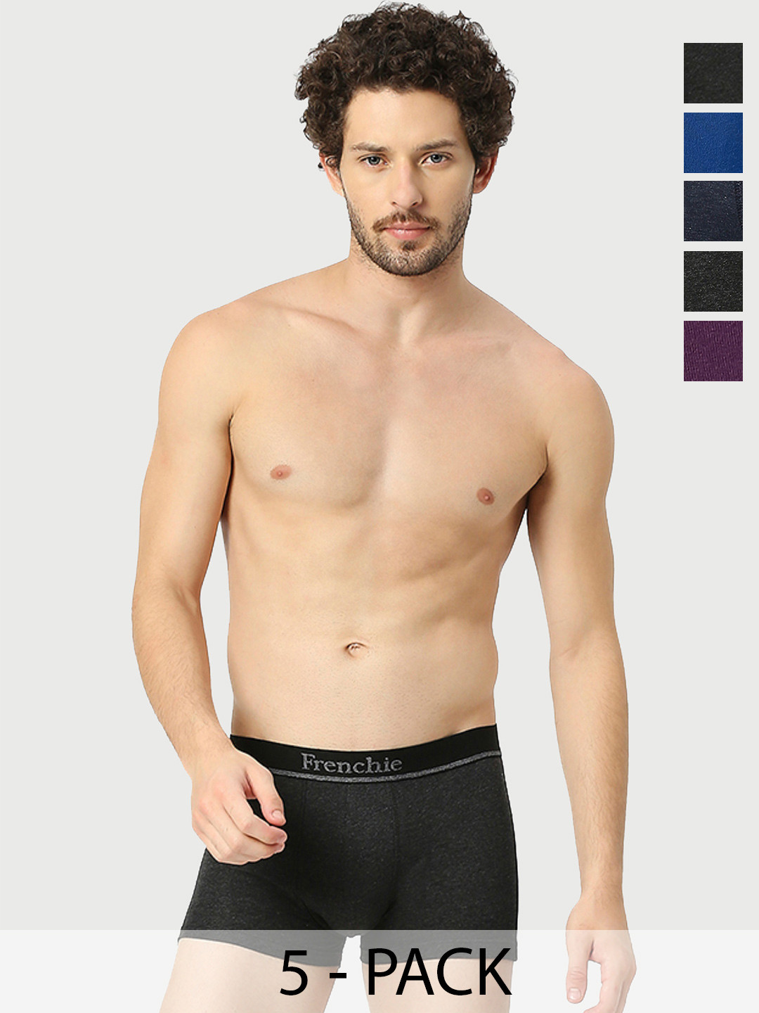 FRENCHIE Men Pack Of 5 Cotton Breathability Trunks FR-MI-TR-ELMTS-1P-FM-OL-PR-PO2-S