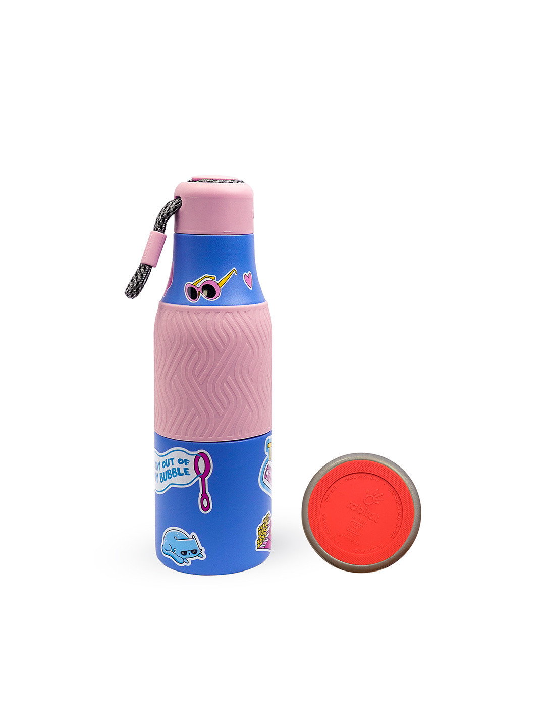 Rabitat Zappy Pink & Blue Printed Stainless Steel Double Wall Vacuum Water Bottle 700 ml
