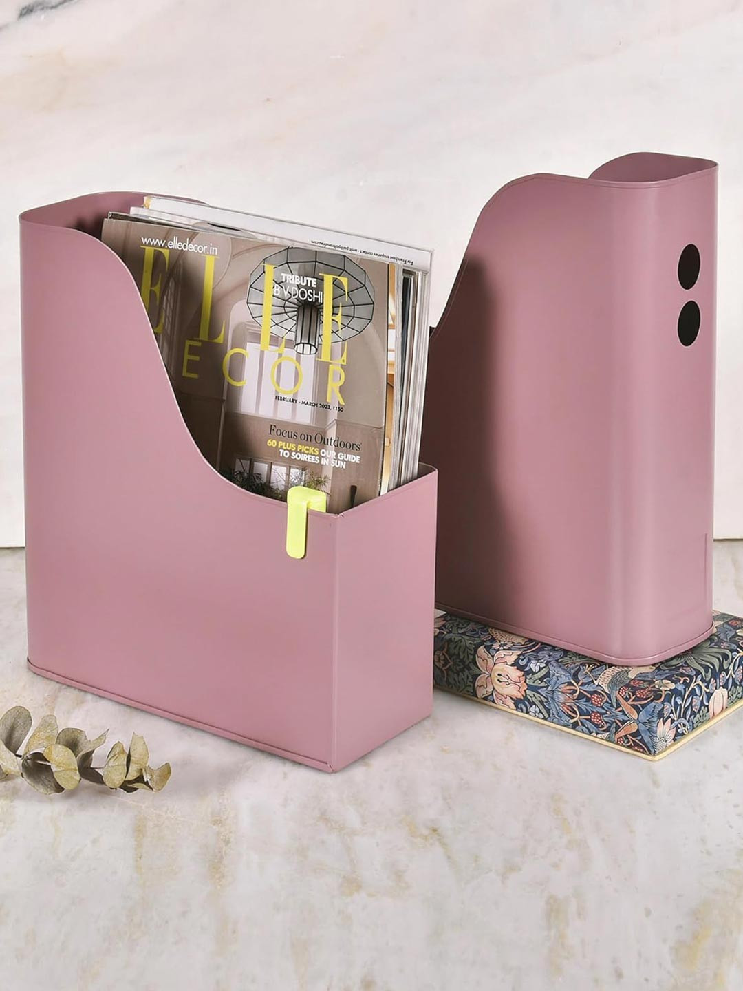 Living With Elan Mauve 2 Pieces Metal Table Top Books & Magazine Holders