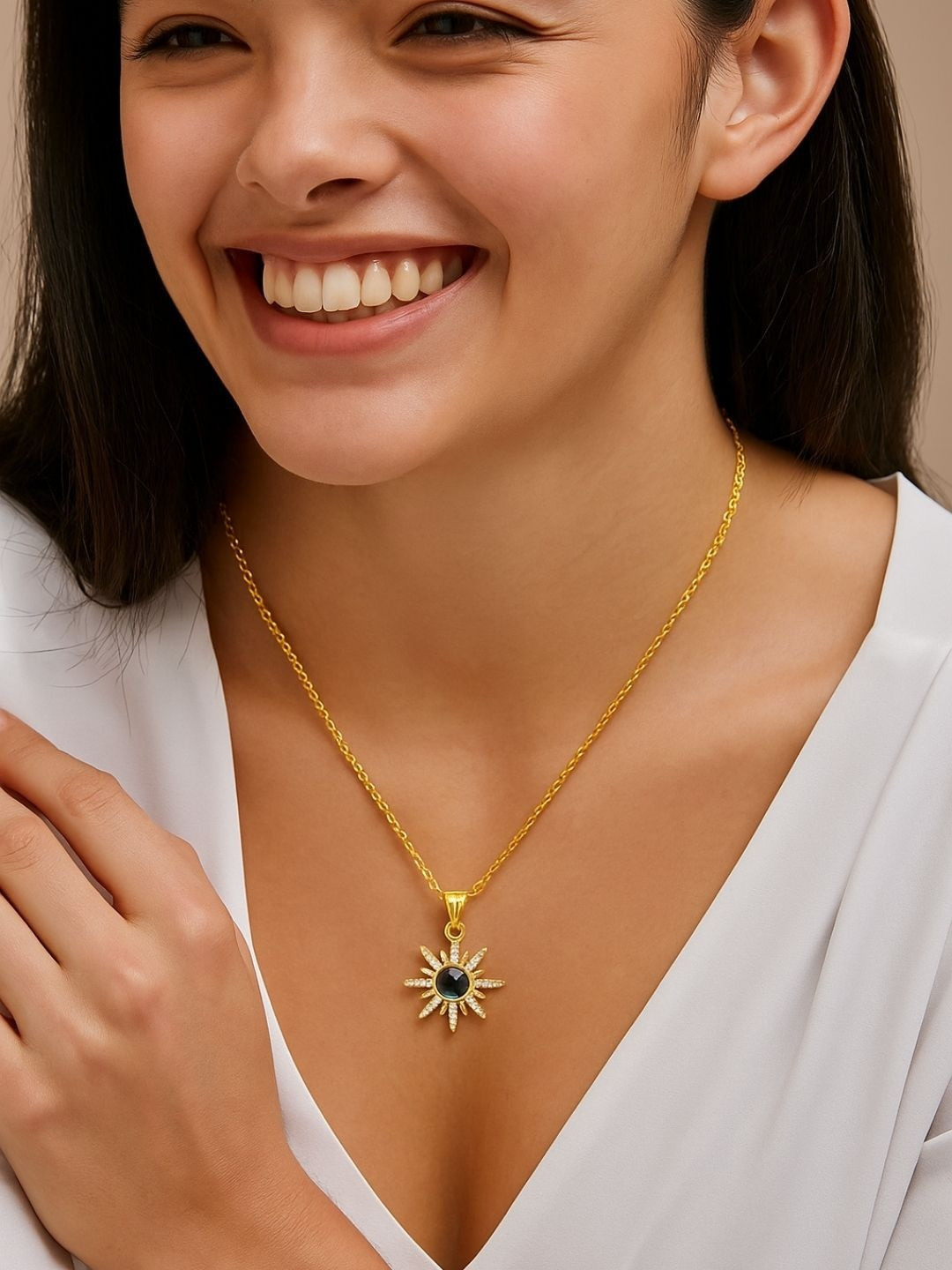 glitchez Brass Gold-Plated Feather Necklace