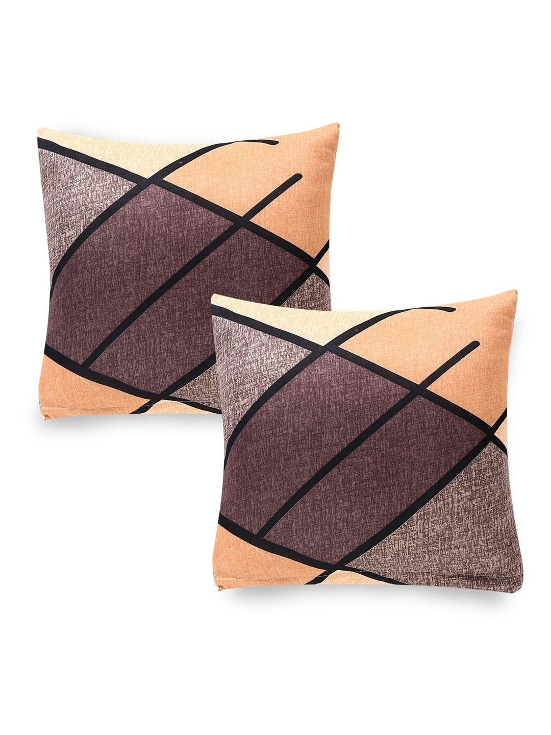 HOKIPO Brown Set of 2 Grace Geometric Square Cushion Covers