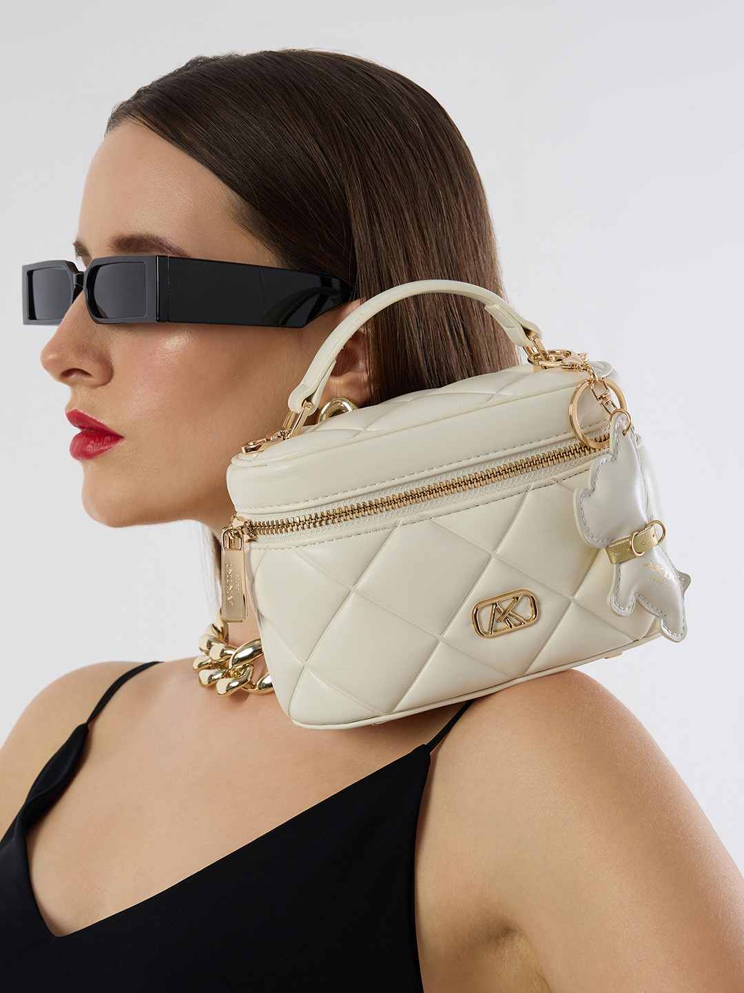 Akiki London Women Clapham Baguette Embellished Leather Handheld Bag