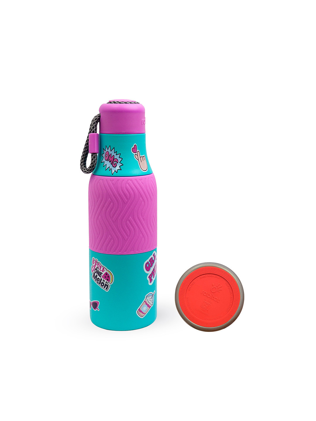 Rabitat Zappy Sea Green Printed Stainless Steel Double Wall Vacuum Water Bottle 700 ml
