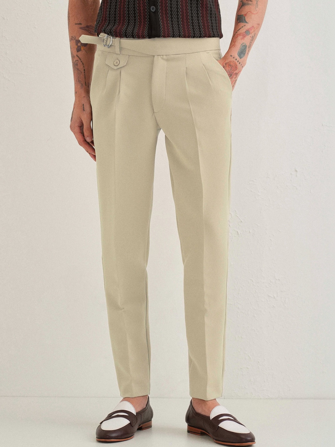 MANCREW Men Tailored Wrinkle Free Pleated Gurkha pant