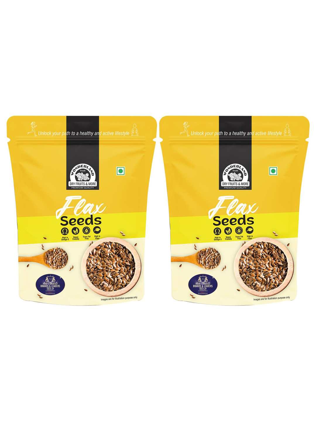Wonderland Foods Pack Of 2 Premium Raw Flax Seeds 250g Each