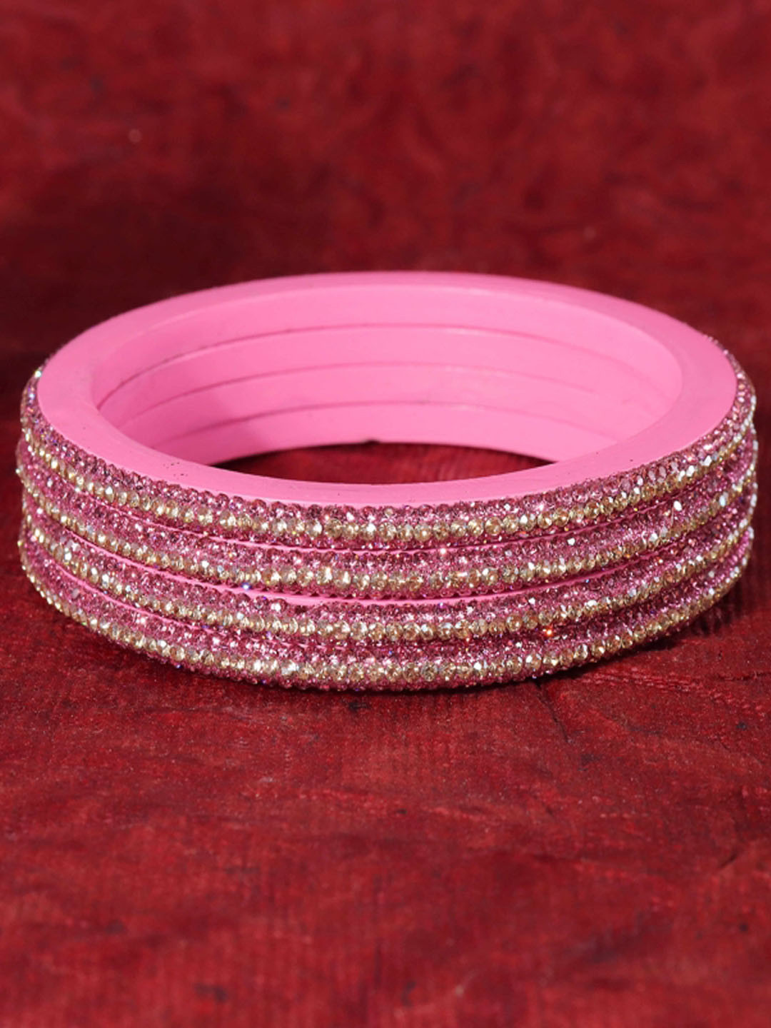 ZULKA Set Of 8 Zircon Diamond Stone-Studded Antique Bangles