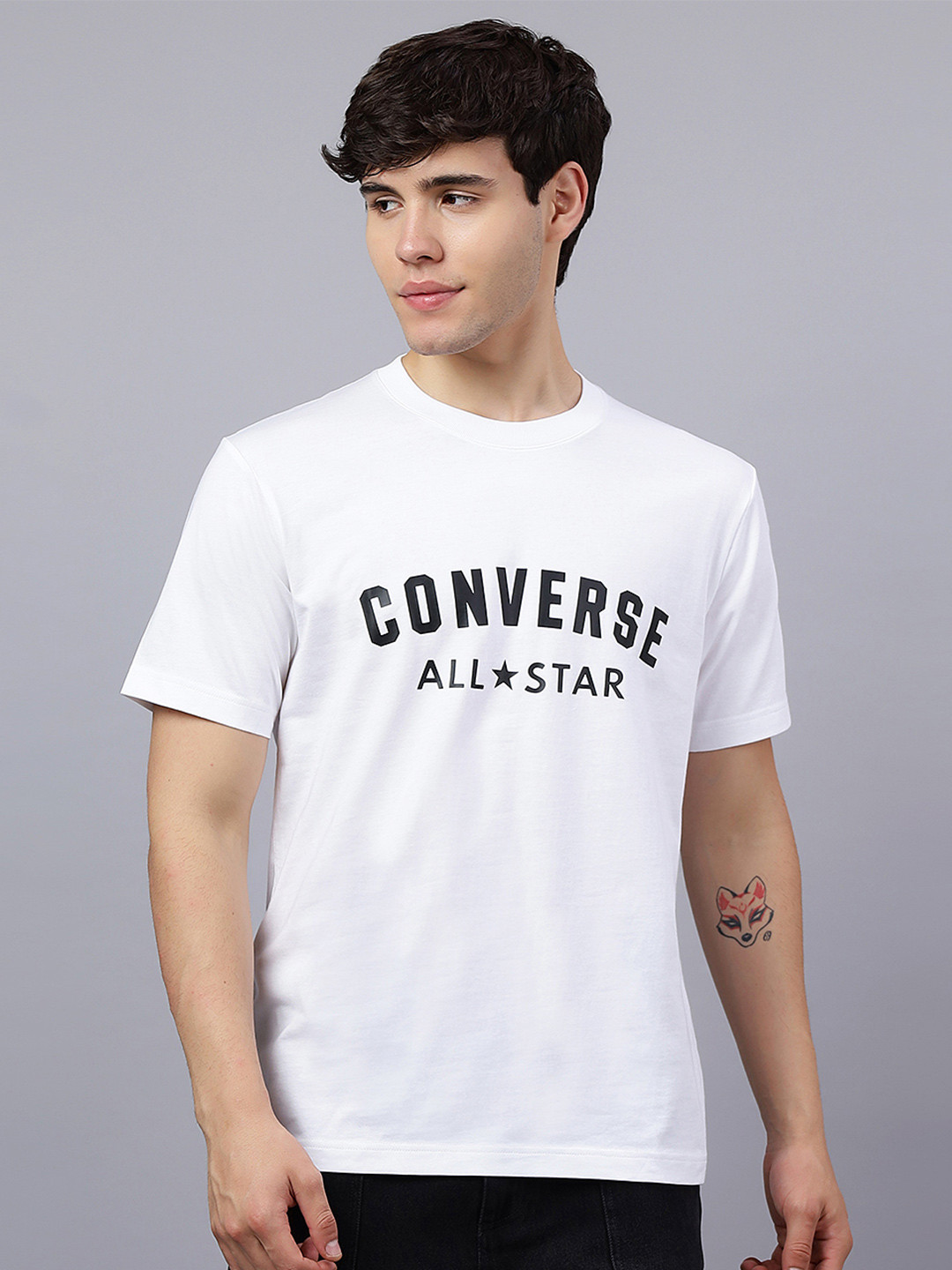 Converse Unisex L4L Front Logo Printed Raw Edge T-shirt