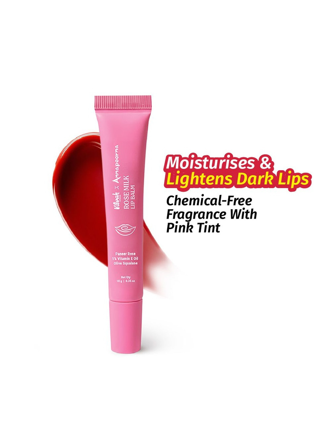 Vilvah Store Annapoorna Rose Milk Lip Balm With Vitamin E - 10 g