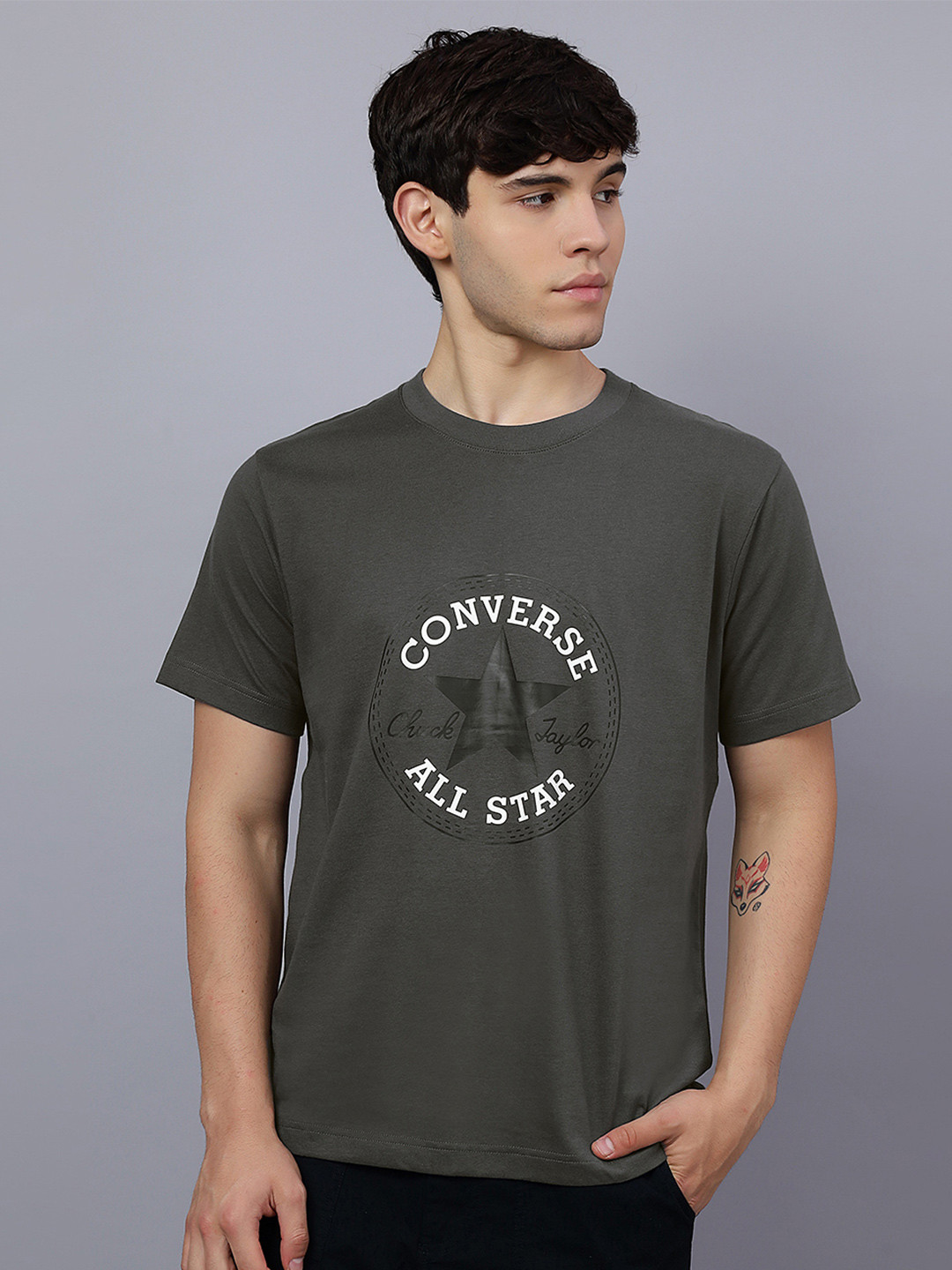 Converse Unisex Brand Logo Printed Pure Cotton Regular Fit T-shirt