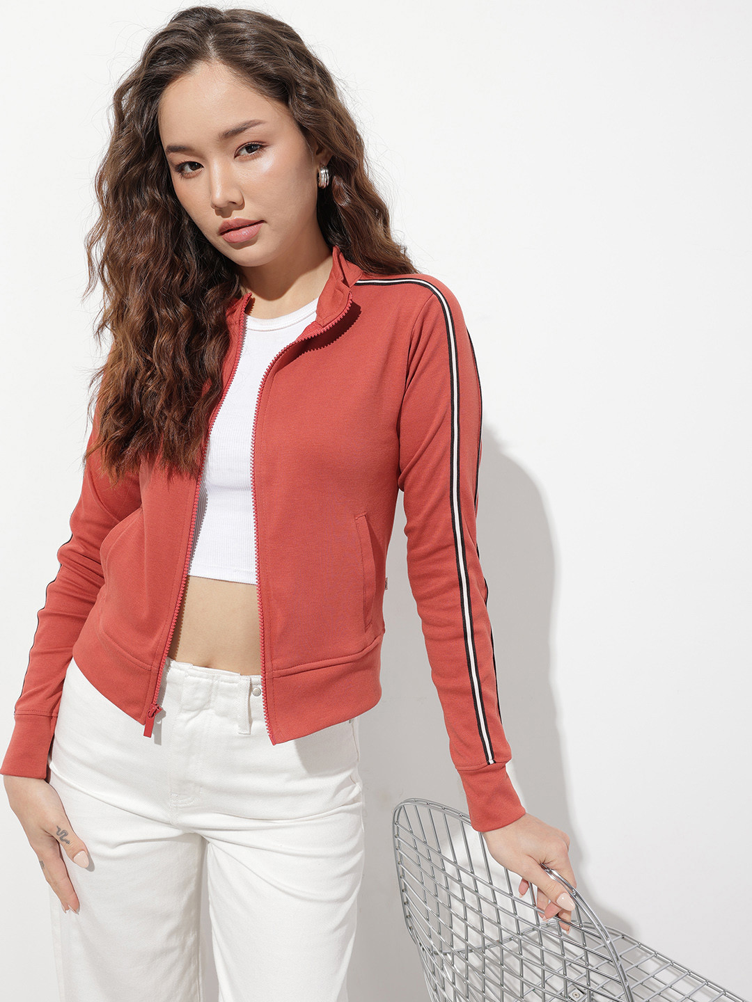 The Roadster Life Co. Mock Neck Striped Sweatshirt