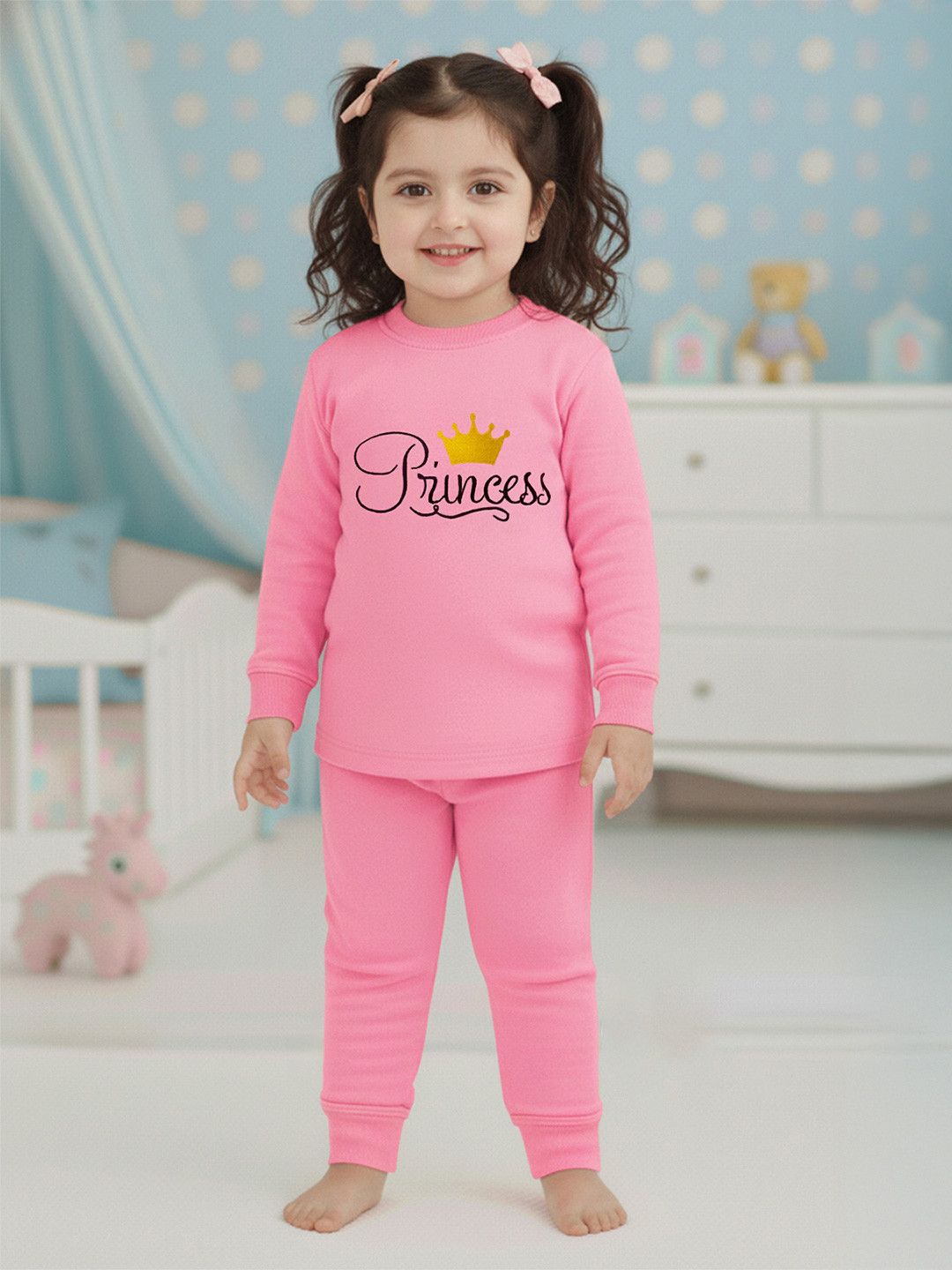 YK X Trampoline Girls Princess Embroidered Sweatshirt With Joggers