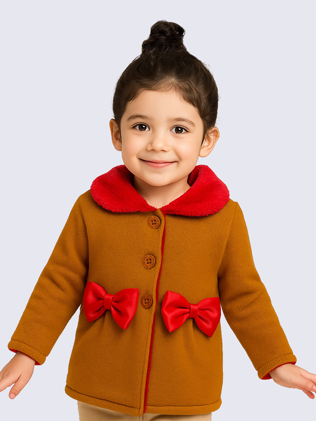 Yellow Apple Girls Cardigan with Applique Detail