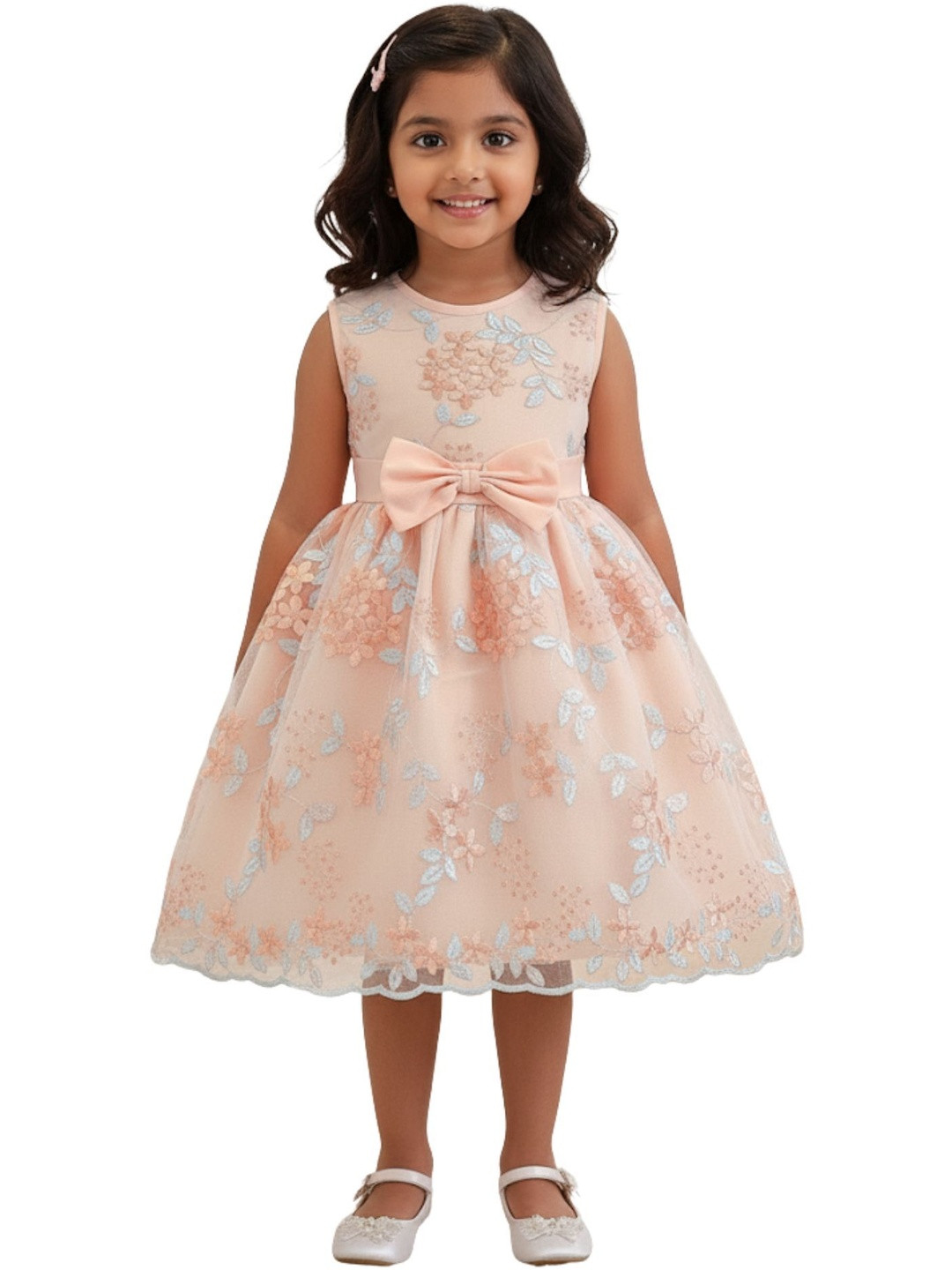 TIOR Floral Embroidered Fit & Flare Dress