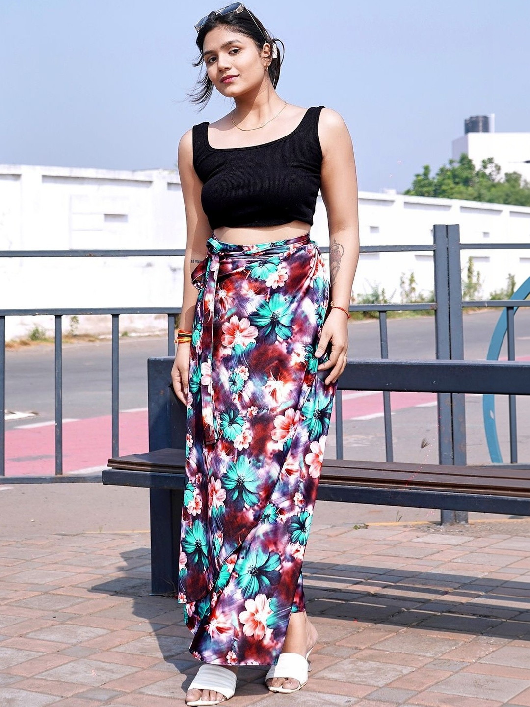 TENNECY Printed Wrap Maxi Skirts