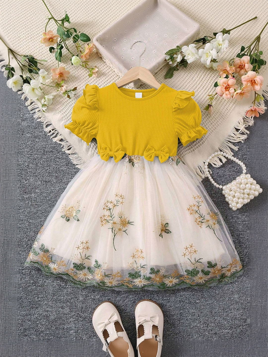 TIOR Floral Embroidered Fit & Flare Dress