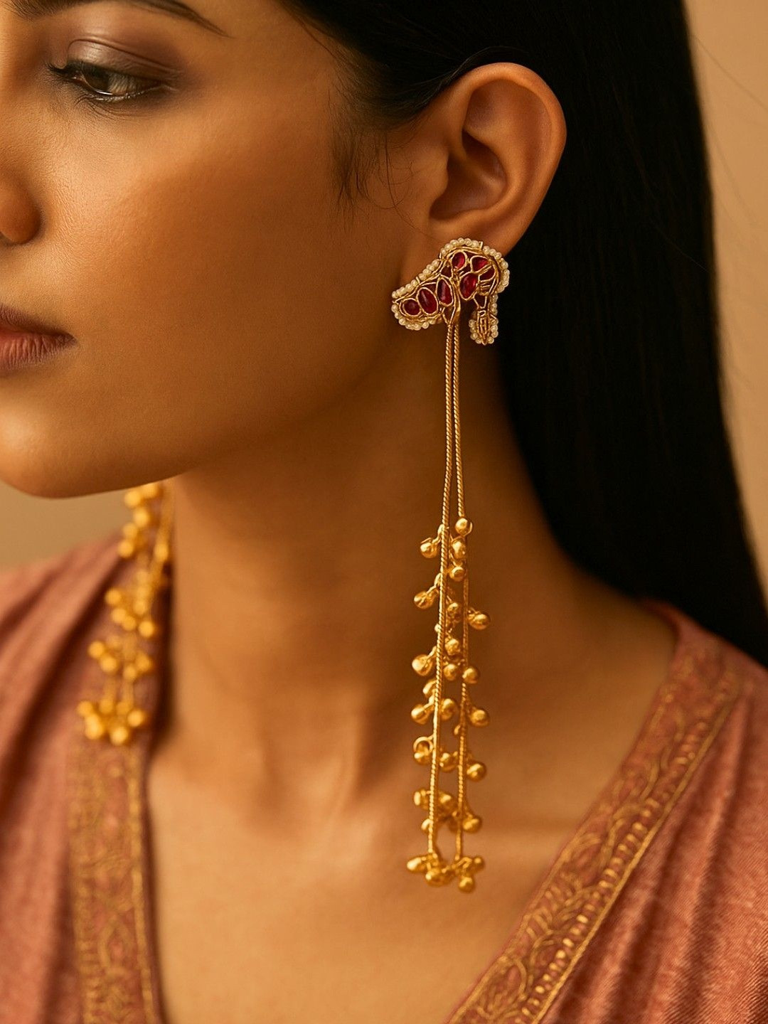 UnfoldSelf Gold Plated Kashmiri Earrings