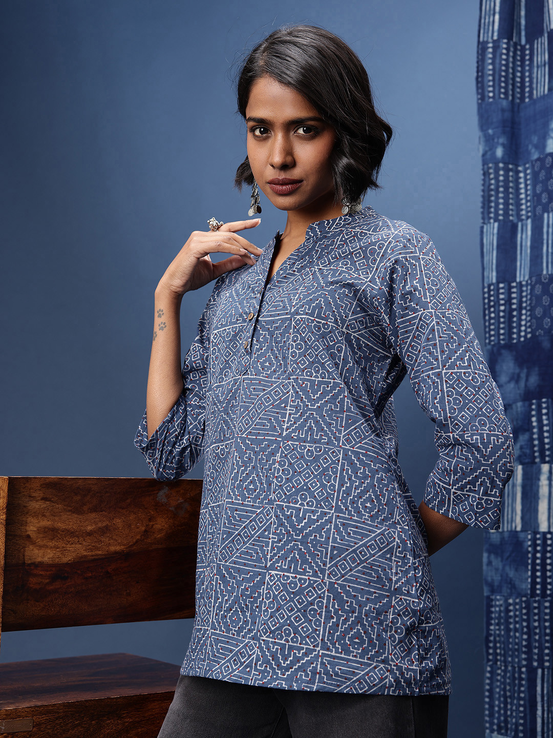 Taavi Ingido Geometric Printed Kurti