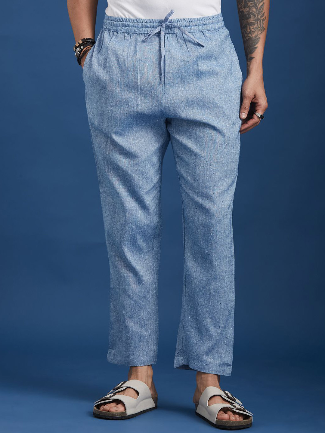 Taavi Men Md Rise Regular Fit Cotton Easy Wash Regular Trousers