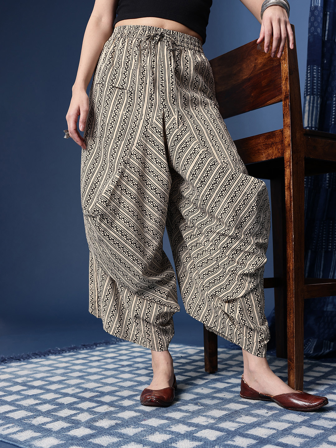 Taavi Women Printed Pure Cotton Bagru Dhoti Pants