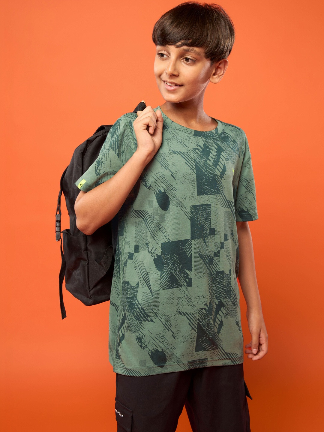 Technosport Boys Green Polyester Tshirts