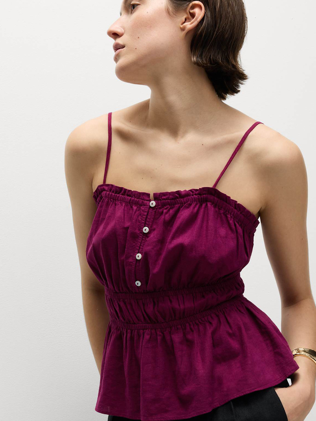 Marks & Spencer Linen Rich Sweetheart Neck Cami Top
