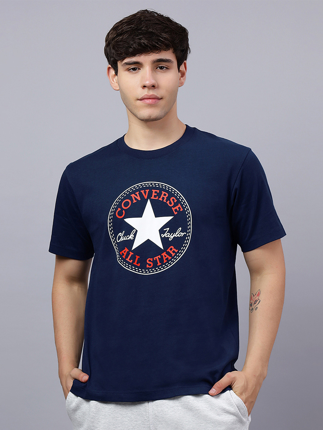 Converse Unisex L4L Graphic Printed Round Neck Pure Chuck Patch Cotton T-Shirt