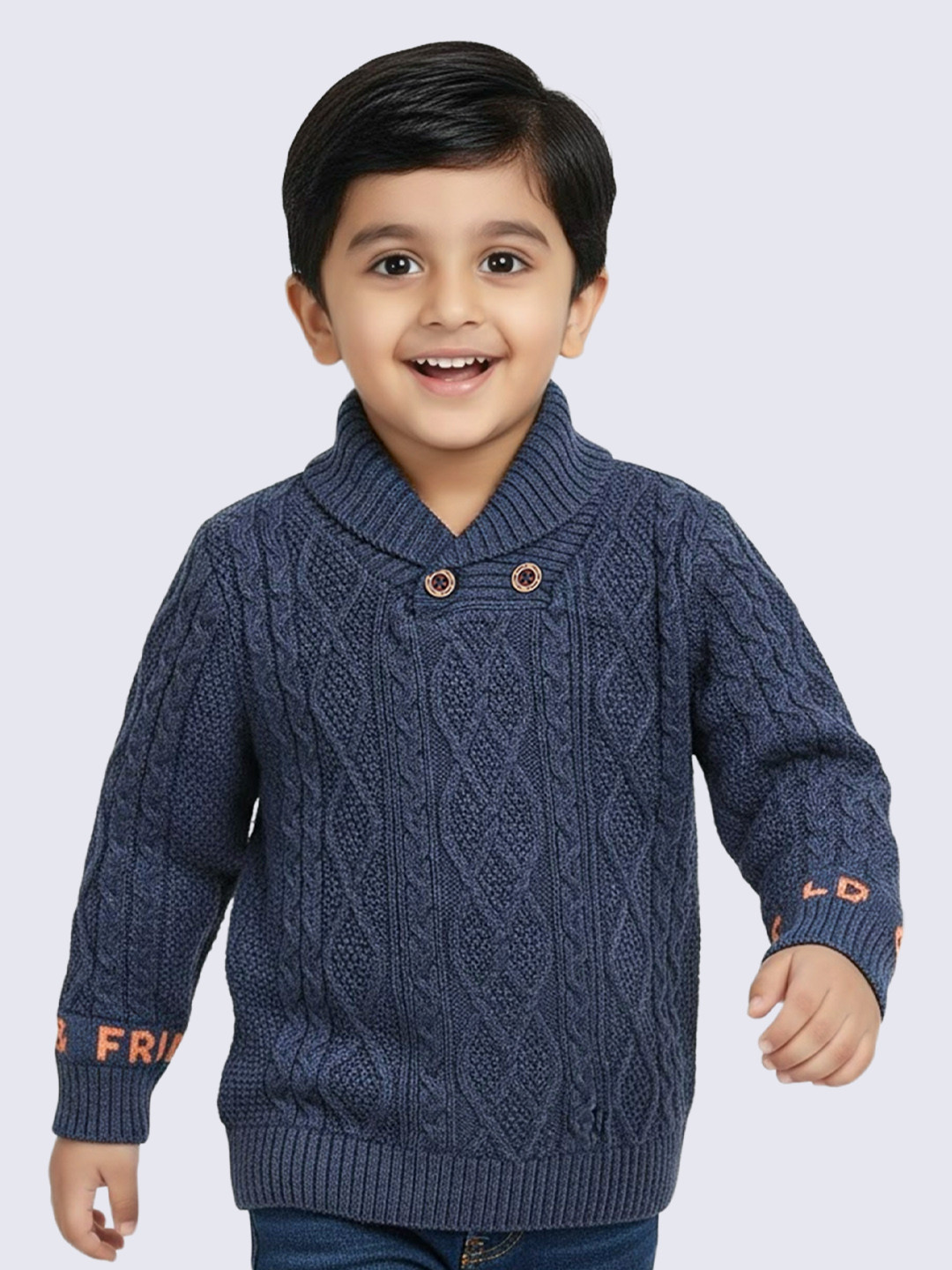 Yellow Apple Boys Cable Knit Woollen Pullover