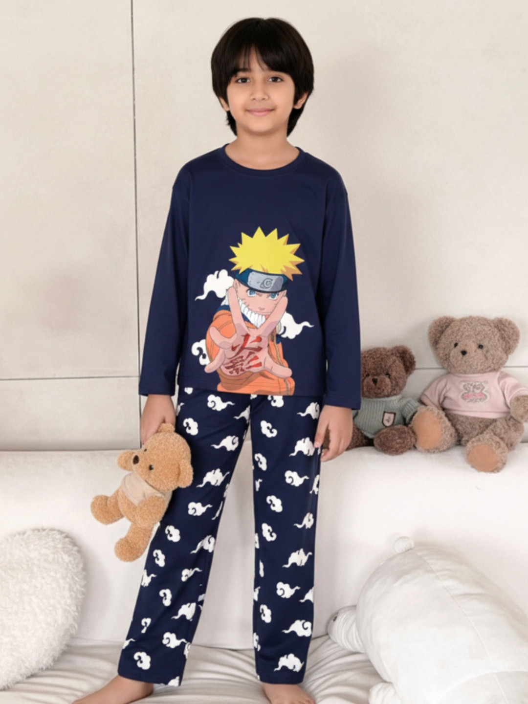 Nap Chief Kids Naruto Akatsuki Cloud Printed Pure Cotton Night suit