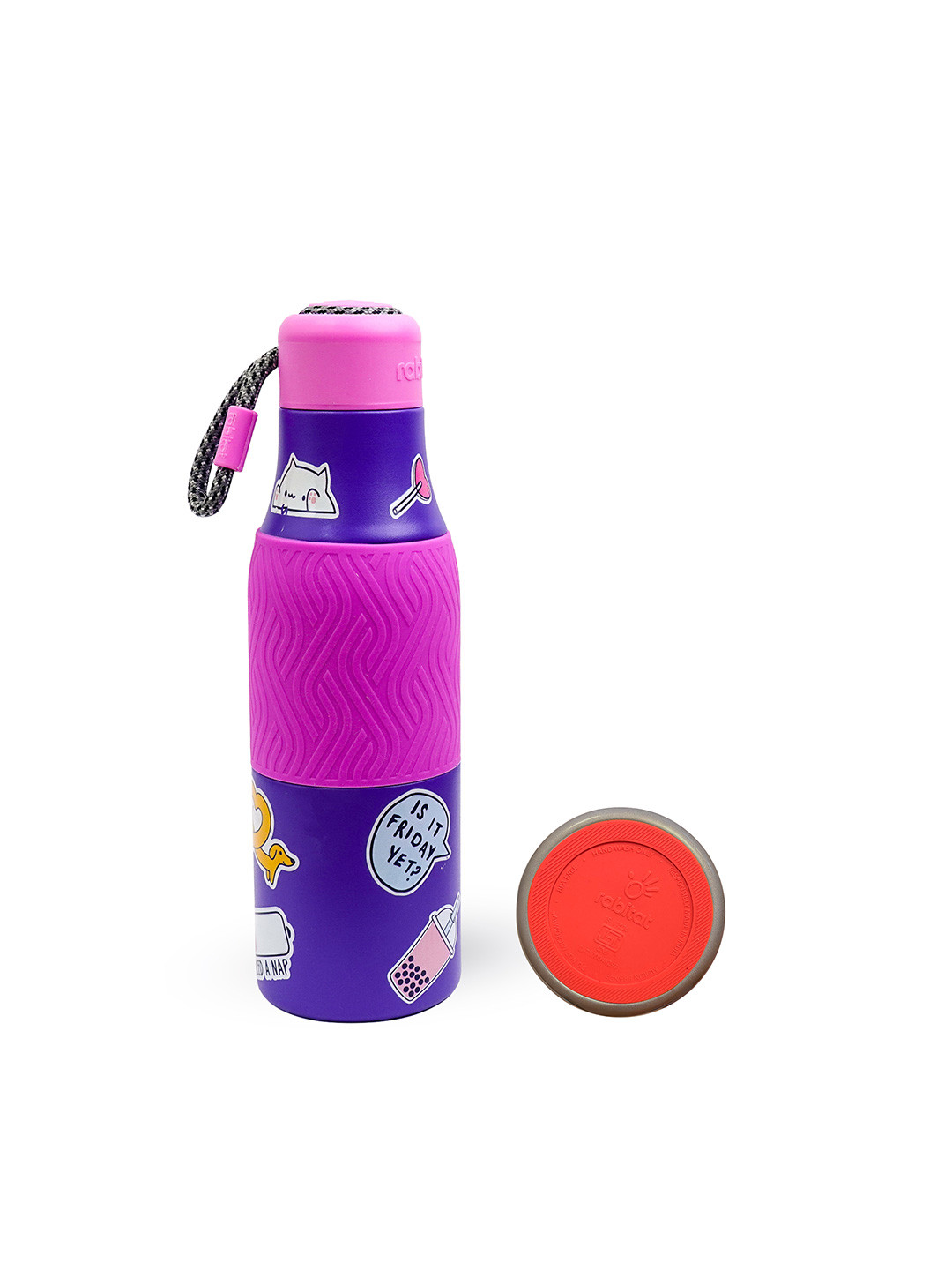 Rabitat Zappy Violet Printed Stainless Steel Double Wall Vacuum Water Bottle 700 ml