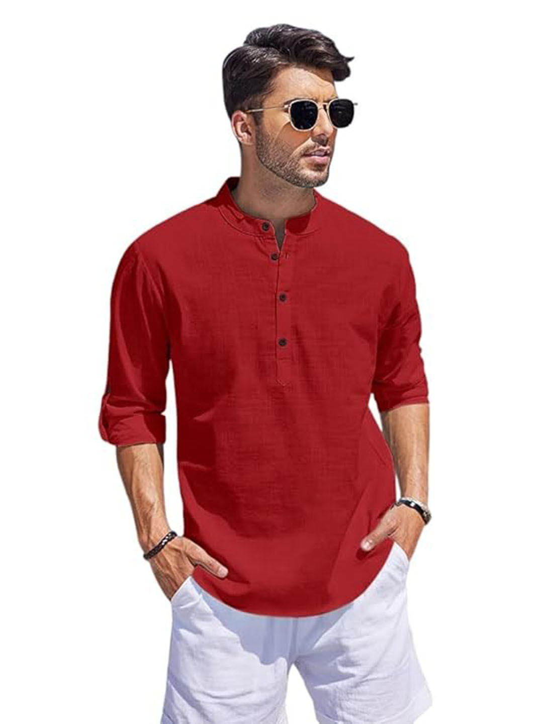 Bellstone Men Maroon Cotton Solid Casual Shirts