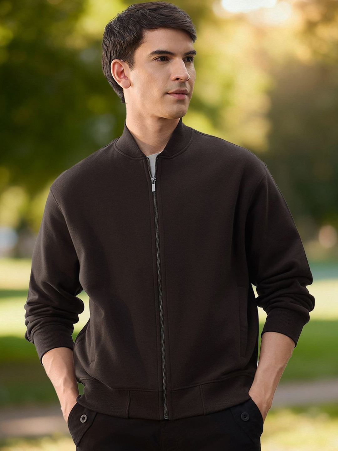 NOBERO Sweatshirt Mandarin Collar Bomber