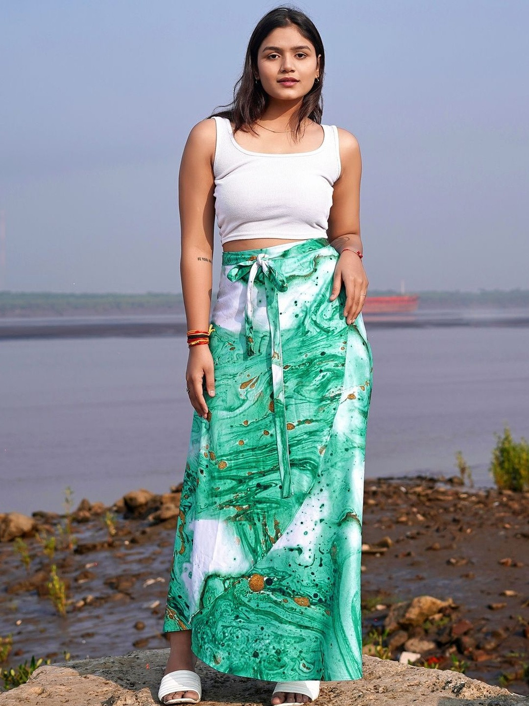 TENNECY Printed Maxi Wrap Skirts