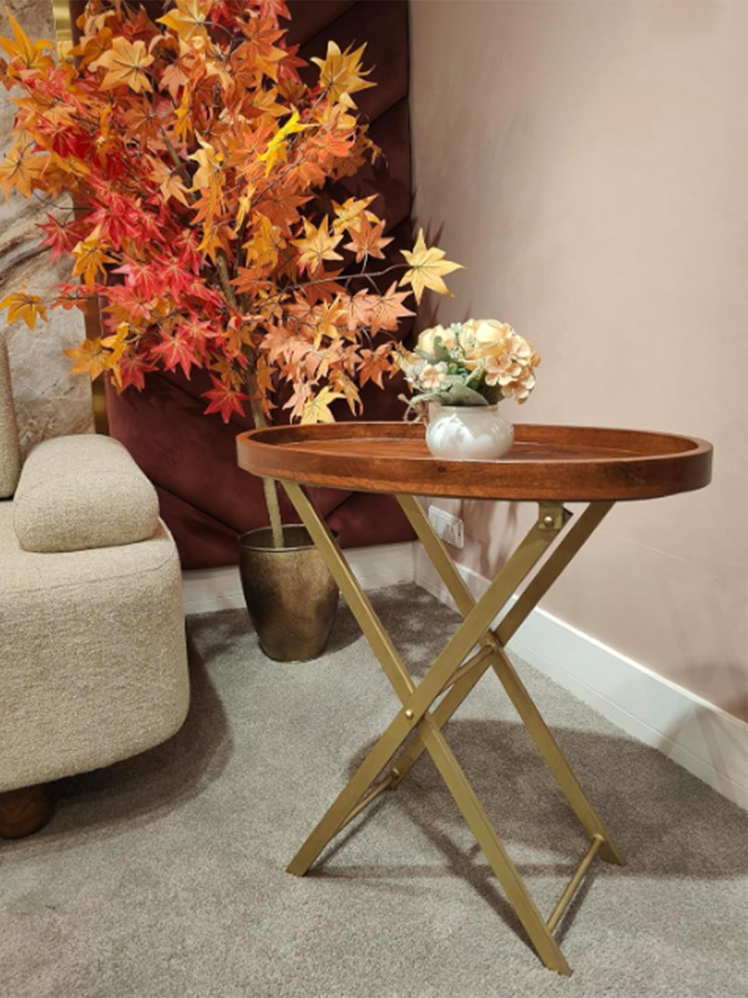 Little Extra Brown & Yellow Wooden Oval Shaped CoffeeTable