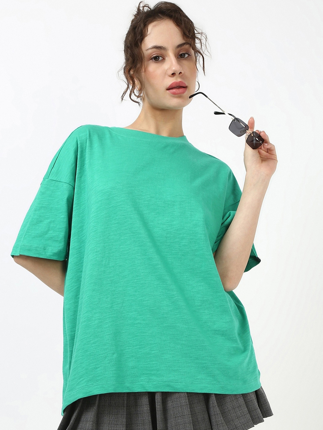 Bewakoof AIR Women Slushy Green Oversized T-shirt