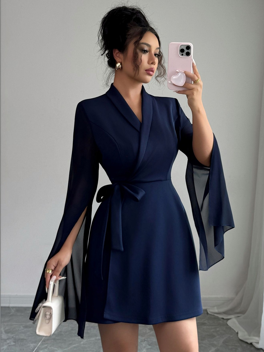 StyleCast x Revolte Slit Sleeve Mini Dress